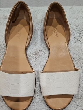 J. Crew White Textured Open-Toe Slide Sandals